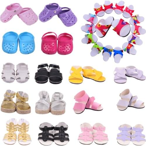 Doll Sandals,Hole Slipper,Braided Leather Summer Shoe For 18Inch American Doll Clothes,43Cm Reborn Baby Girl Toy,Generation Gift