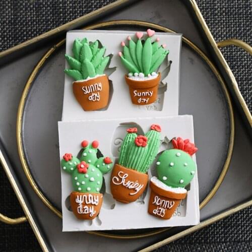 Cute Succulents & Cactus Silicone Mold Fondant Mould Cake Decorating Tool Chocolate, Gumpaste Mold, Sugarcraft ,Kitchen Gadgets