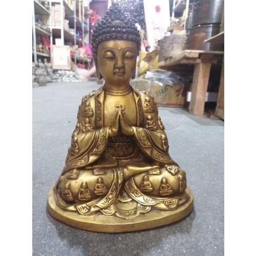 MOEHOMES China copper brass fengshui Sakyamuni buddha statue vintage family decoration metal crafts