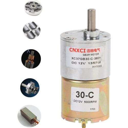 37mm DC 12V 24V Gear Motor 37GB30-C Low speed Torque Brush Geared DIY Model CW/CCW Motor 2RPM-1000RPM 37GB520