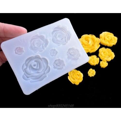 Cartoon 3D Rose Flowers Silicone Epoxy Resin UV Glue Crafts Mold Creative DIY Pendant Brooch Jewelry Tool F01 21 Dropship
