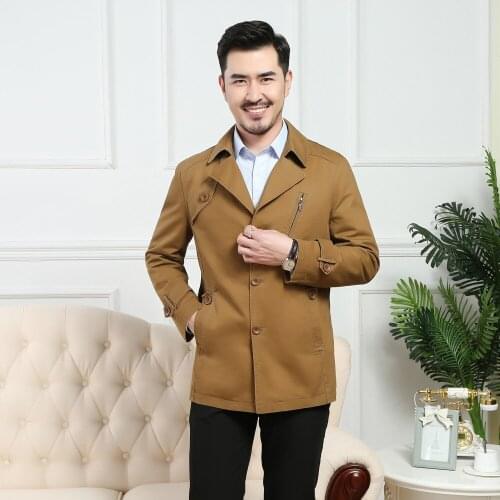 2020 Autumn New Mens Casual Solid Color Fashion Classic Lapel Single-Breasted Cotton Jacket Coat Size M-3XL