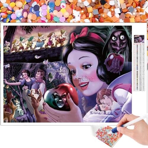 Diamond Painting Kit Cartoon Snow White Disney Poison Apple Embroidery 5D DIY Mosaic Square Round Rhinestone Home Decor Salon