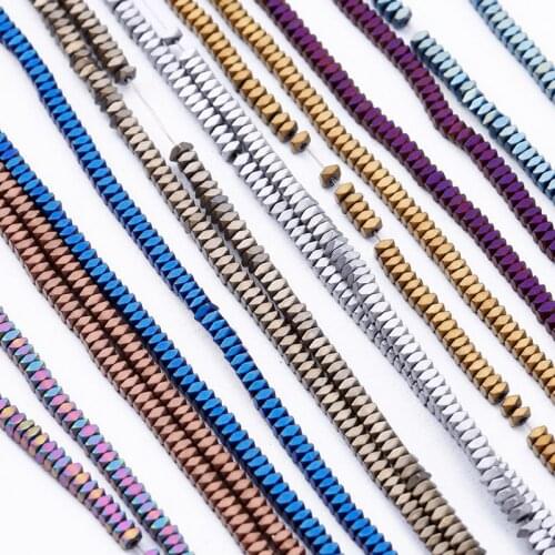 Natural Stone 2mm Hematite Colorful Plating Square Piece Spacer Beads Jewelry Making DIY Necklace Bracelet Earrings Accessories