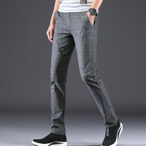 2020 New Arrival Mens Casual Business Pant Men Mid Full Length Brand Stretch Trousers Regular Straight Black Gary Big Size 28-38