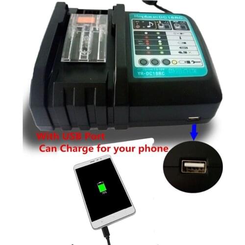 NEW DC18RCT Li-ion Battery Charger 3A Charging Current for Makita 14.4V 18V BL1830 Bl1430 DC18RC DC18RA Power tool + USB port