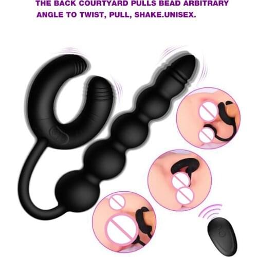 Rechargeable Remote Control Silicone Anal Plug Vibrator Penis Lock Ring Massager