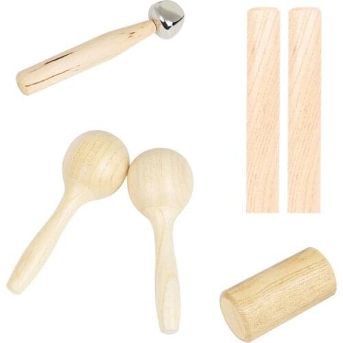 1 Set Sand Hammer Hand-held Music Development Wood Educational Kids Hand Bell Tambourine for Kids Sand Hammer Hand-held Music