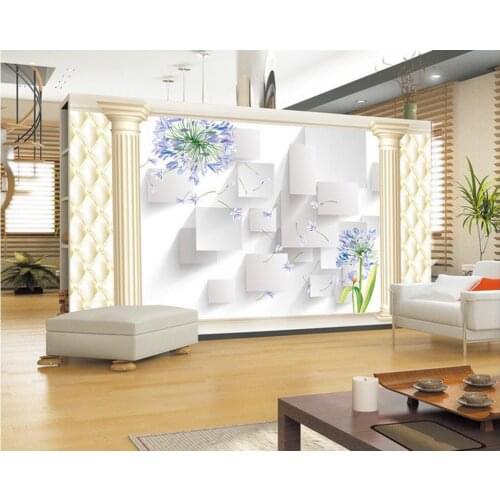 Custom 3d mural wallpaper European Roman pillar hyacinth TV backdrop bedroom photo wall paper 3d