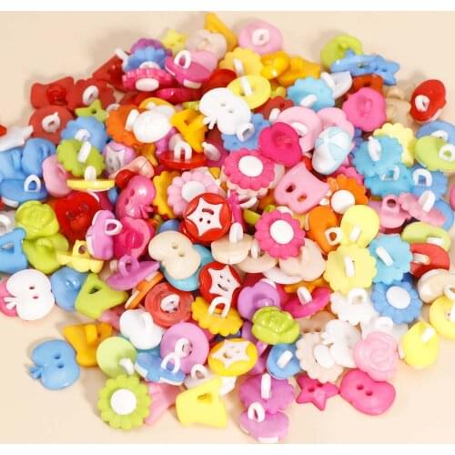 Promotion 50PCS Mix Shape Buttons Lots Colors DIY Scrapbooking Cartoon Plastic Buttons Childrens Garment Sewing Notions