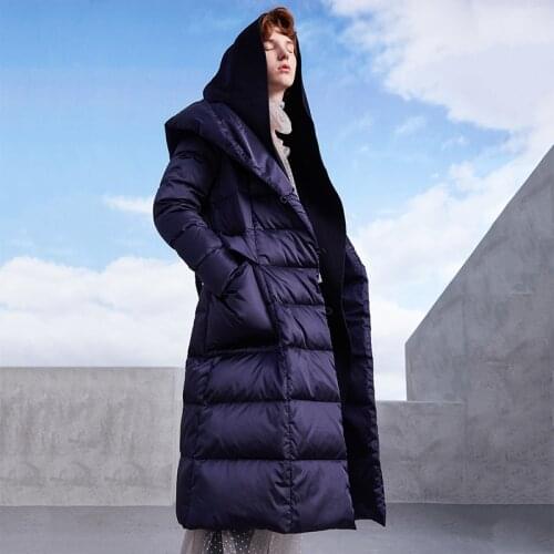 Brand New down jacket Womens 2020 Winter wool cloth long down jackets Women White Duck Down Parka Outerwear Loose Overcoat