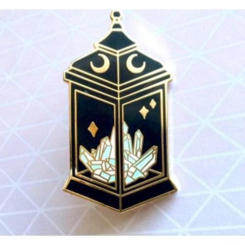 Crystal Lantern Eclipse Magical Enamel Brooch Pin Backpack Hat Bag Collar Lapel Pins Badges Women Mens Fashion Jewelry Gifts