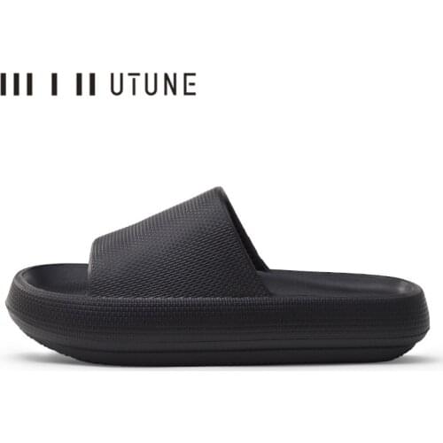 UTUNE Mute Sippers Men Platform Shoes EVA Soft Indoor Home Slides For Men Non-slip Summer Sandals Women Bathroom Shoes Shower