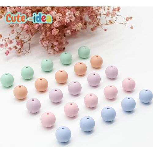 Cute-idea 9mm 100pcs Silicone Beads Food Grade Baby Round Teething Beads DIY Nursing Bracelet Baby Teether Pacifier Necklaces
