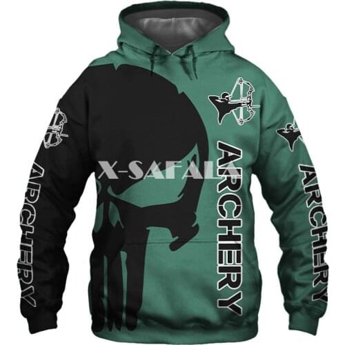 Sport Archery Punisher Skull 3D Full Print Size Hoodie Man Women Harajuku Outwear Zipper Pullover Sweatshirt Unisex5