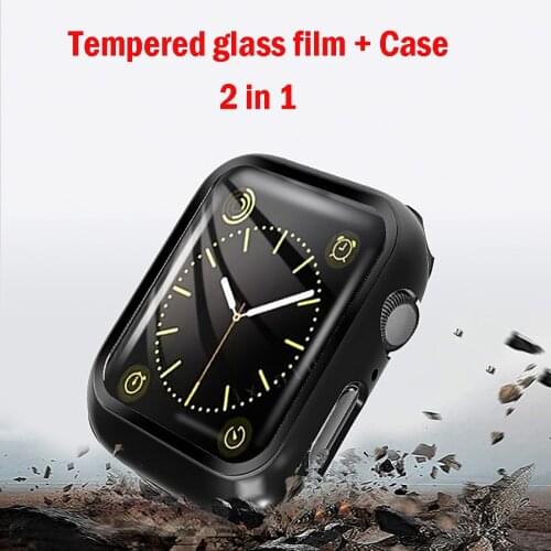 Glass + Cover for Apple Watch Case 6/5/4/3/2/SE/1 for iWatch 42mm 38mm Bumper Tempered Glass for Apple Watch 44mm 40mm 42mm 38mm