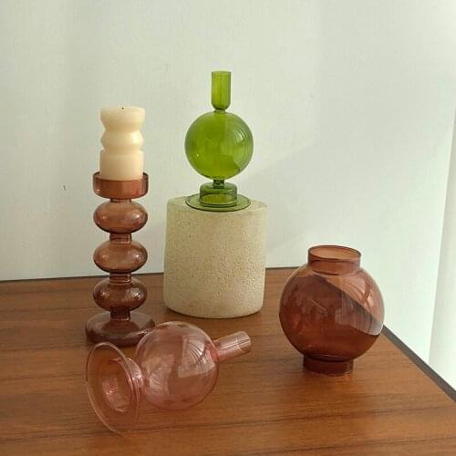 Glass Candle Holder For Decorative Candlestick Holder Modern Candle Holders Decor For Table Dining Room Dry Flower Vase