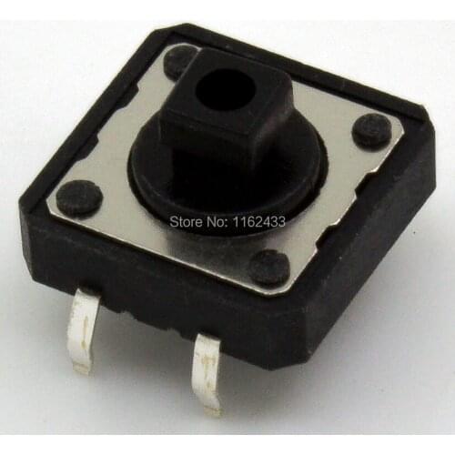 10pcs/lot FAS12-S 7.3mm height 12x12 square black head tact switch 12*12 insert mount tactile touch switch