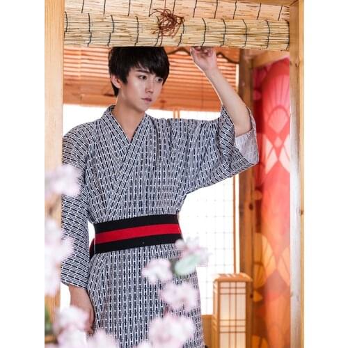 Traditional Japanese Kimono For Men Women Bathrobe Samurai Cloth Hot Spring Unisex Pajamas Asia Leisure Wear Cotton