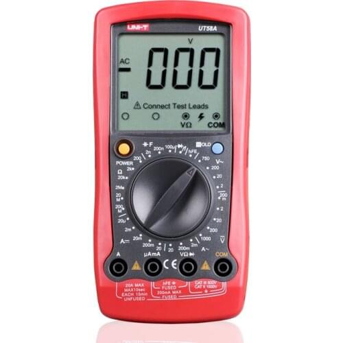 UNI-T UT58A LCD Digital Multimeter Volt Amp Ohm Temp Capacitance Tester