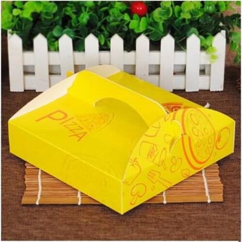 6 7-Inch Pizza Packing Boxes pizza boxes packed portable 71g High-grade card-paper Yellow 20cm*20cm*4cm 10PCS