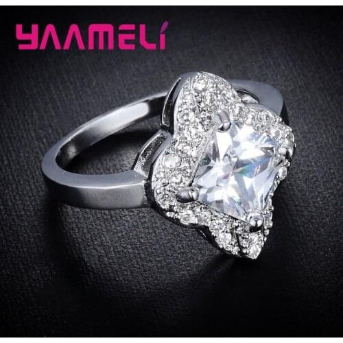 Gorgeous Trendy Pageantry 925 Sterling Silver Cubic Zircon Rings For Wedding Valentine Day Gift Party Jewelry