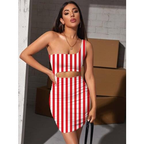 Giyu Brand Stripe Dress Women Abstract 3d Print Harajuku Vestido Sexy Novel Hollow out Dresses Womens Clothing Party Vintage