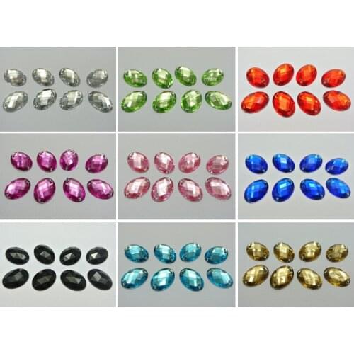 100 Mixed Color Flatback Acrylic Oval Rhinestone Button 13X18mm Sew on bead