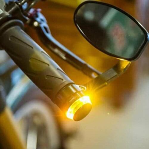 2PCS Motorcycle Front Turn Signal LED Light Indicator Waterproof End Handlebar