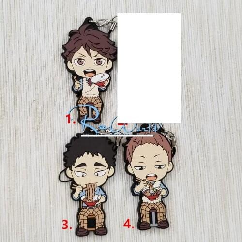 3PCS/LOT Haikyuu Anime keychain Oikawa Tooru Kozume Kenma Kuroo Tendo Satori Koutarou Hinata Rubber strap/mobile phone strap