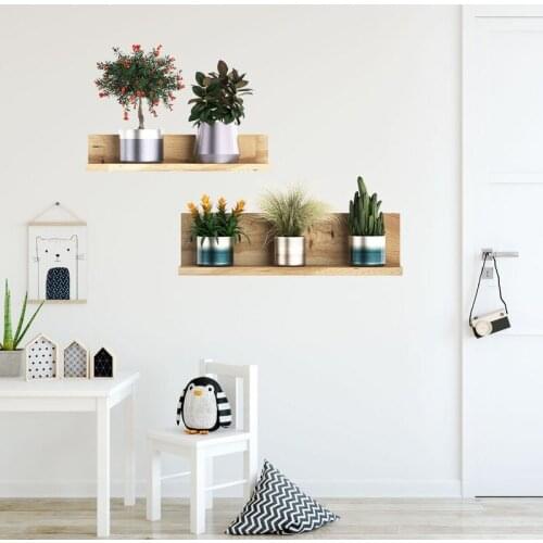 3D Stereo Green Plant Shelf Wall Stickers Bonsai Home Decoration Sticker Living Room Decoration Decals DIY Mural Removable
