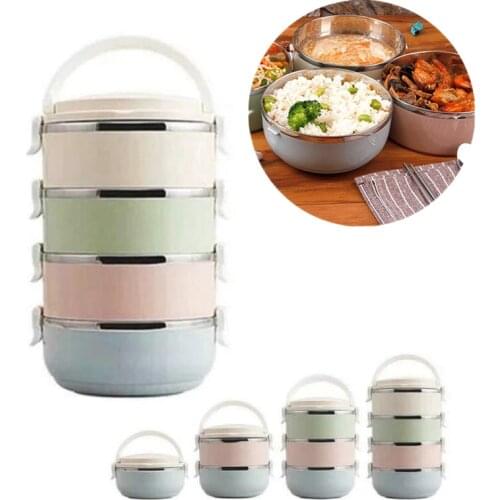 4 Layers Stainless Steel Lunch Box Thermal Bag Multi-layer Thermal Lunch Box Picnic Set Tourist Dishes Tableware for Camping