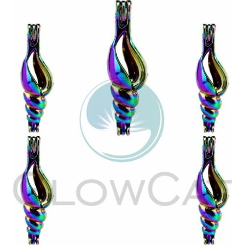 5X Pearl Cage Locket Pendants Aromatherapy Conch Essential Oil Diffuser Locket For DIY Necklace Jewelry