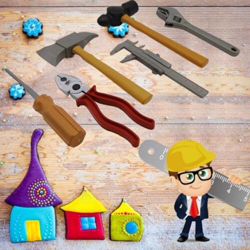 6pcs/set Tool Repair Kit Educational Intelligence Simulate Imitate Plastic Building Construction Play House Model for Child