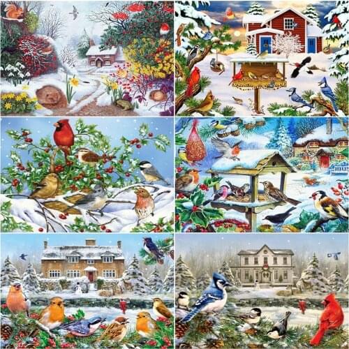 PDMDOG Diamond Painting Animal Diamond Embroidery Full Drill Square Round Bird Picture Mosaic 5D DIY Rhinestones House Wall Art