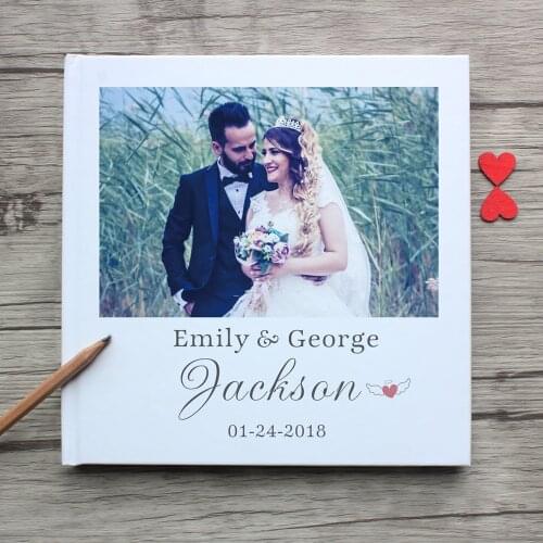 White Wedding Guest Book,Custom Unique Photo Text Alternative,Personalized Photo Album,Wedding Guestbook,Birthday Guestbook Gift