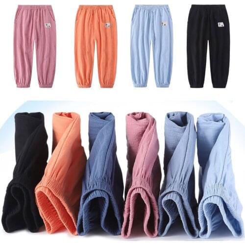 For 4 6 8 10 12 14 Y Children Anti Mosquito Pants Summer Autumn Infant Air Conditioning Pants Boys Girls Lantern Sport Trousers
