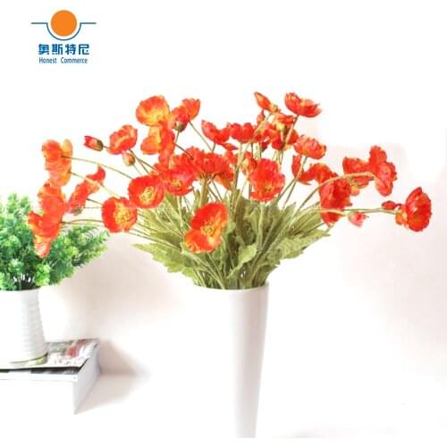 5pcs artificial flower bouquets orange red color artificial corn poppy flowers bouquets&Papaver rhoeas&Coquelicot bunches