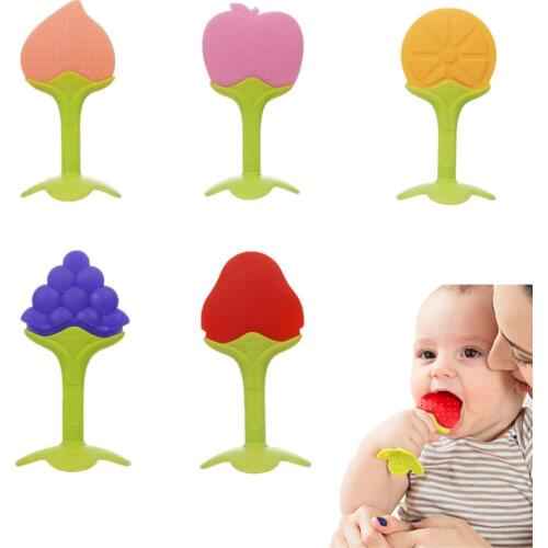 Baby Teether Safety Silicone Fruit Teethers for Baby Infant Kids Chew Tooth Toys Baby Dental Care Strengthening Tooth Training