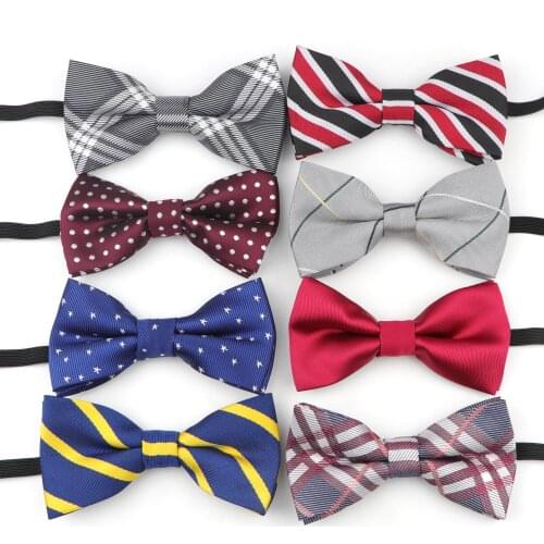 Boys Kids Children Pet Bow Wedding Plaid Dot Strip Tie Necktie Bowtie Necktie For Wedding Party Adjustable Bowties Knot