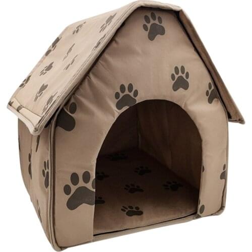 Pet Cat Bed House Foldable Detachable Soft Feet Printed Pet Dog Cat Bed Warm House