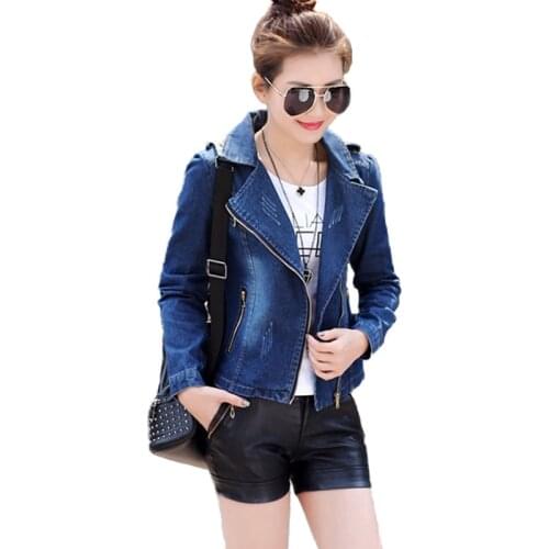 Denim Short Jacket Women Spring Autumn Slim Casual Top Wild Windbreaker Students Small Coat Long sleeve Jeans Jacket Female 2379