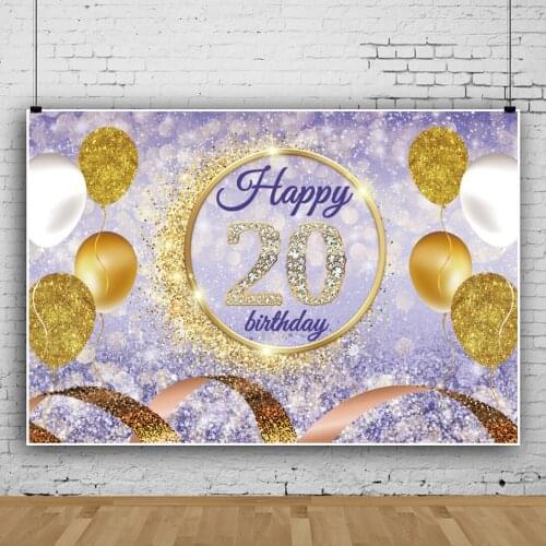Purple Pink Balloon Sparkling Birthday Background for Portrait Photography Party Decors Backdrops Photocall Studio Accessories
