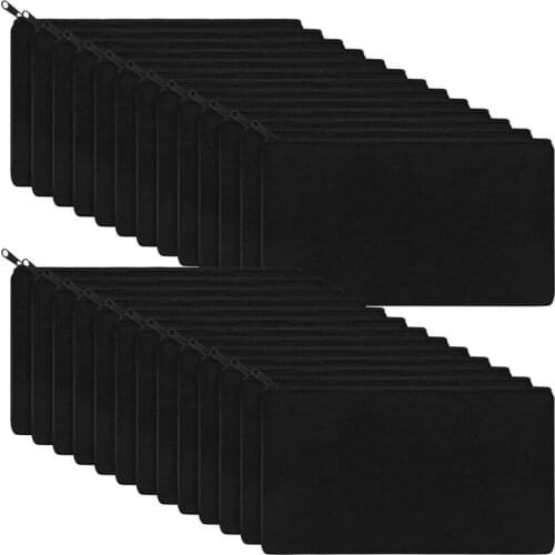 30Pcs Canvas Zipper Pouch Bags Canvas Makeup Bags Pencil Case Blank DIY Craft Bags for Travel DIY Craft School, Black