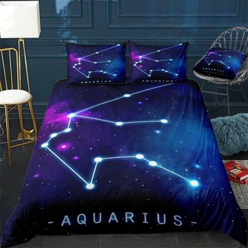 Aquarius Quilt Cover Pillowcase 3Piece Comforter Bedding Set With Pillow Case Single Double Duvet Cover Home Decora