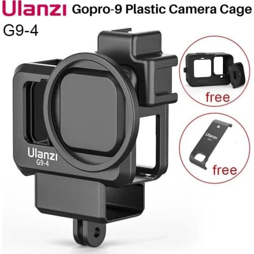 Ulanzi G9-4 Camera Cage for Gopro Hero 9 Gopro9 Camera Dual Cold Shoe Camera Cover With Microphone LED Light 52mm Filter Adapter