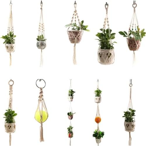 Hot Sales 100% Handmade Macrame Plant Hanger Plant Holder Flower /pot Hanger For Wall Decoration Countyard Garden Supplies