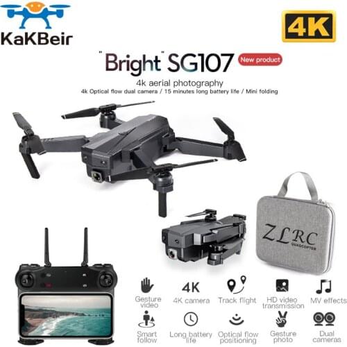 KaKBeir SG107 Mini Drone with 4K WIFI FPV HD Dual Camera Quadcopter Optical Flow Rc Dron Gesture Control Kids Toy VS E68 SG106