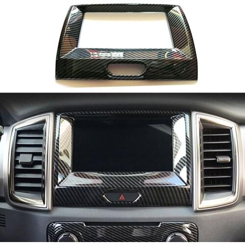 Car Modification Carbon Fiber Color Inner Center Navigation frame Cover For Ranger Everest Endeavour 2015-2020