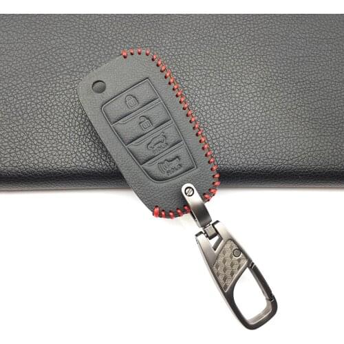 Fashion Xinyuexin Solaris Car Key Case Leather Cover Case for Hyundai Elantra 2016 2017 2018 4 Buttons Folding Remote Shell